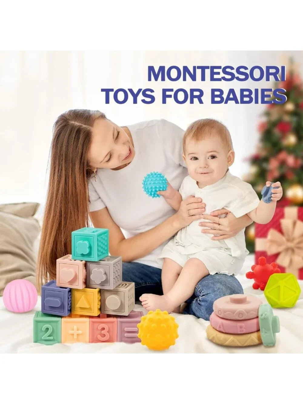 Montessori Baby Toys 6-12 Months | Stacking Blocks, Teething Toys & Sensory